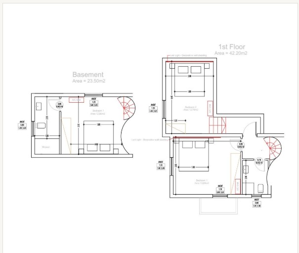 Basement and first floor plan