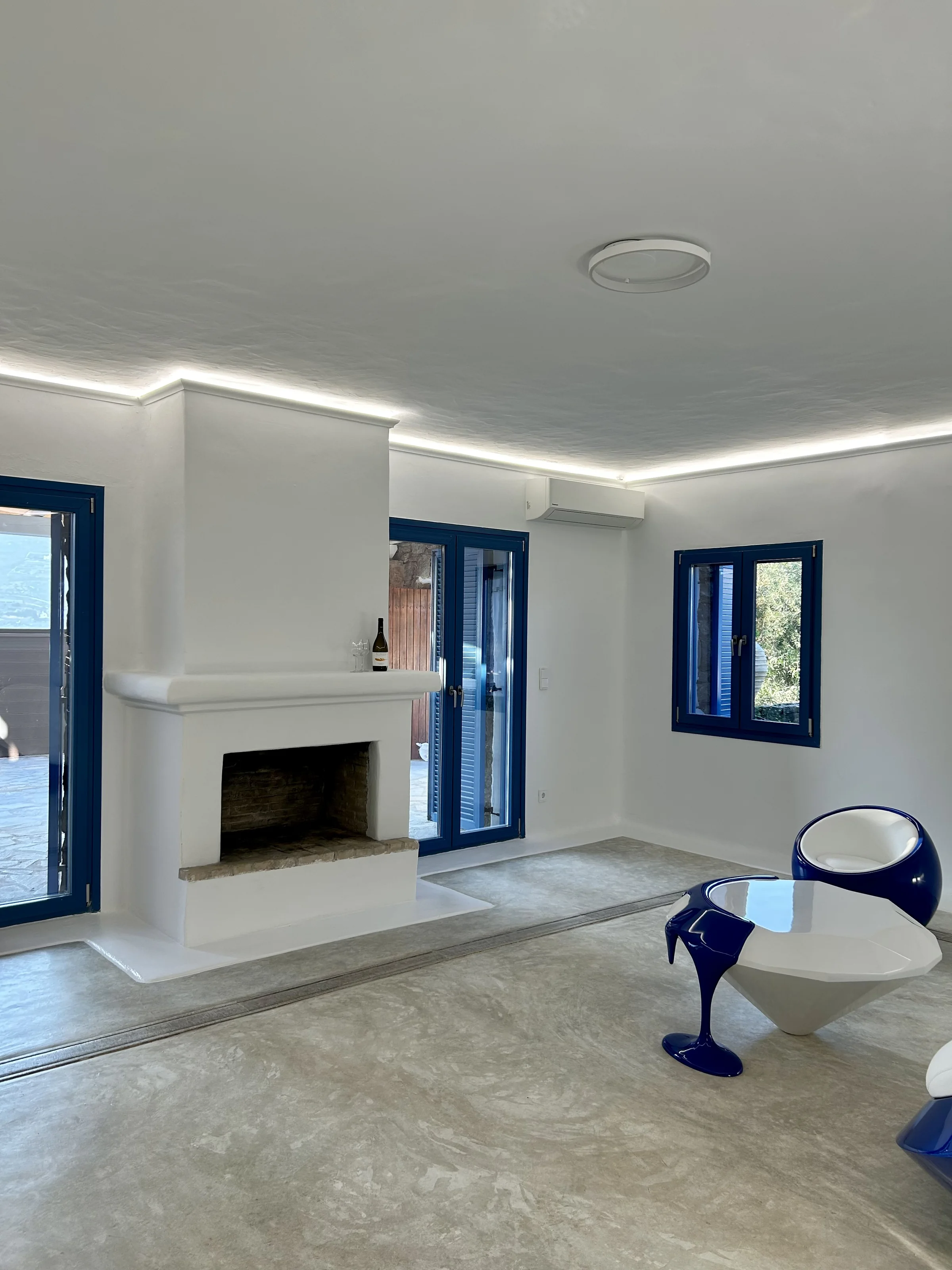Living room in the Mykonos villa